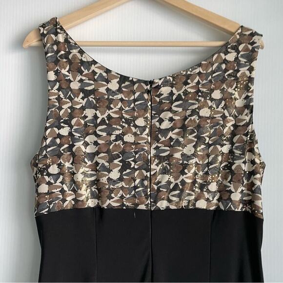 MSK gold and black dress with cropped bolero style jacket sz 14 metallic pattern - Picture 12 of 14